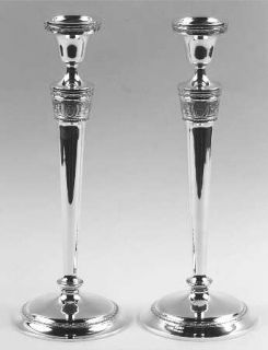 International Silver Wedgwood (Sterling, Hlw,Geometric Base) Pair of Weighted Ca