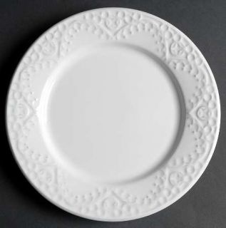 Matceramica Batalha White Dinner Plate, Fine China Dinnerware   All White,Emboss