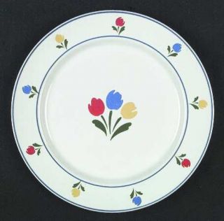 JMP Marketing Tulip Tyme Dinner Plate, Fine China Dinnerware   Red, Blue & Yello