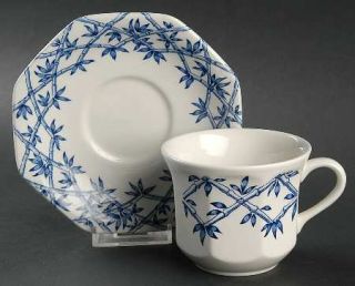 J & G Meakin Trellis Blue Flat Cup & Saucer Set, Fine China Dinnerware   Liberty