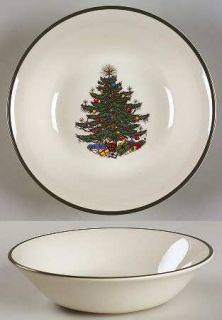 Cuthbertson Christmas Tree (Narrow Green Band,Cream) Coupe Cereal Bowl, Fine Chi