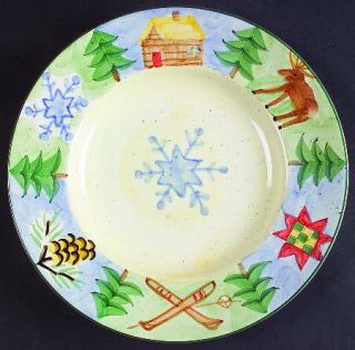 Bella Sierra Salad Plate, Fine China Dinnerware   Pine Trees,Blue Snowflakes,Hou