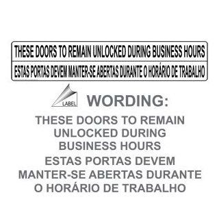 Doors Remain Unlocked During Business Hours Label NHI 10018 PORTUGUESE  Message Boards 