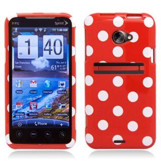 Aimo HTCEVO4GLTEPCPD303 Trendy Polka Dot Hard Snap On Protective Case for HTC EVO 4G LTE   Retail Packaging   Red/White Cell Phones & Accessories