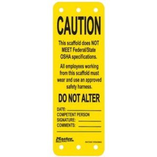 Master Lock S4701 Yellow Caution Scaffold Tag   This Scaffold Does Not Meet Industrial Warning Signs
