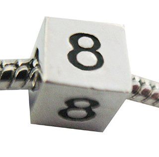 Number 8 (Eight) Charm Fits Euro Style Bracelets   Major Brand Compatible Bead Charm Jewelry