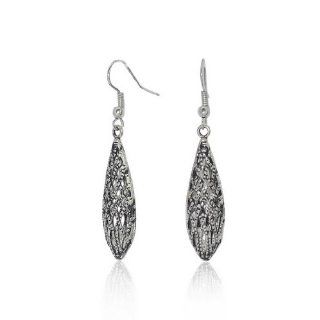 Ladies Silver Hollow Out Rugby Charm Hook Dangle Earrings Jewellery Jewelry