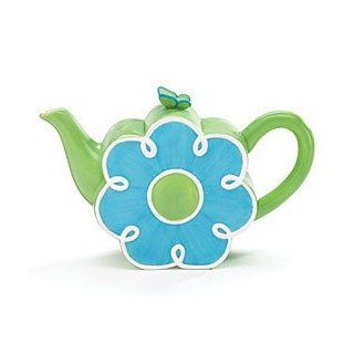 Daisy Flower Shape Teapot With Butterfly Adorable For Kitchen Decor And Teas Kitchen & Dining