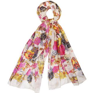 large 'rose garden' pure silk scarf by wonderland boutique