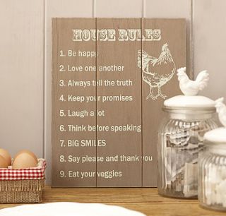 country kitchen house rules plaque by the contemporary home