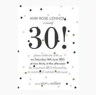 personalised confetti party invitation by lola's paperie