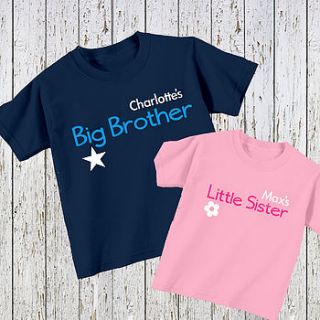 personalised brother and sister t set by precious little plum