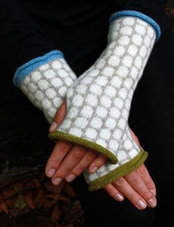 spotty odd fingerless gloves by bob&john knitwear