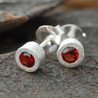 sterling silver garnet dot stud earrings by embers semi precious and gemstone designs