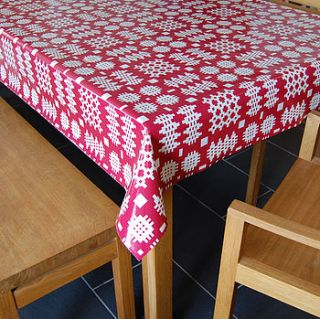 red welsh blanket print oilcloth tablecloth by adra