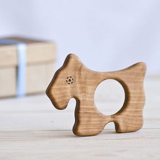 scottie dog organic baby teether by wooden toy gallery