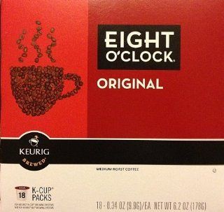 Eight O'Clock Original Medium Roast 18 Count K Cups  Coffee Brewing Machine Cups  Grocery & Gourmet Food