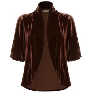 chocolate silk velvet tea jacket by nancy mac