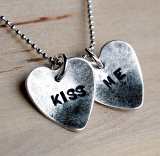 personalised two heart charm necklace by alison moore silver designs