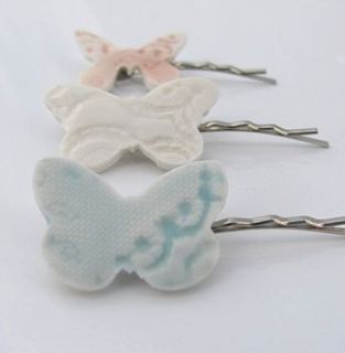 porcelain butterfly hair grip by stephanie earl