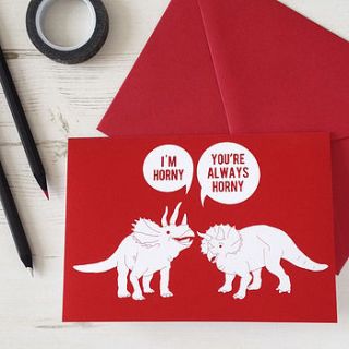 horny dinosaurs anniversary card by newton and the apple