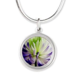 Purple Flower Burst Silver Round Necklace by ADMIN_CP113724594