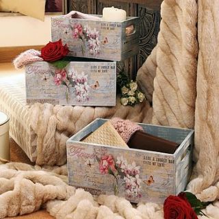 set of three fleurs de jardin wooden crates by dibor