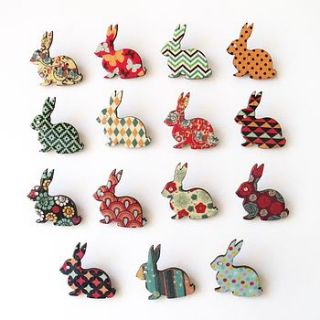 patterned bunny brooch by matin lapin