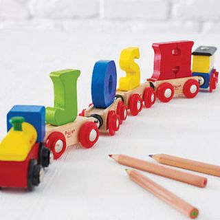 personalised wooden name train by the letteroom