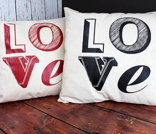 love font cushion by 3 blonde bears