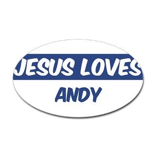Jesus Loves Andy Oval Decal by nameup