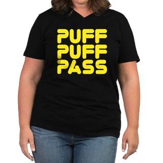 Puff Puff Pass Womens Plus Size V Neck Dark T Shi by PuffPuffPasss