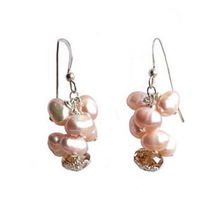 pink pearl cluster earrings by aimee