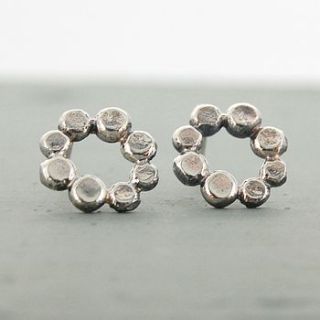 small silver pebble stud earrings by alison moore silver designs