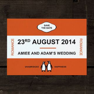 penguin classic save the date card by feel good wedding invitations
