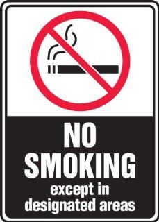 NO SMOKING EXCEPT IN DESIGNATED AREAS (W/GRAPHIC) Sign   10" x 7" Dura Plastic