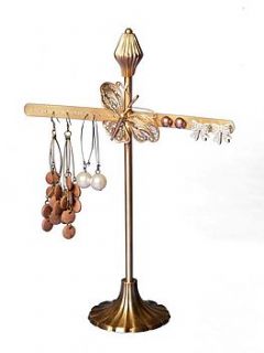 brass flower or butterfly earring stand by not a jewellery box
