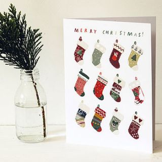 christmas stockings greeting card by hanna melin