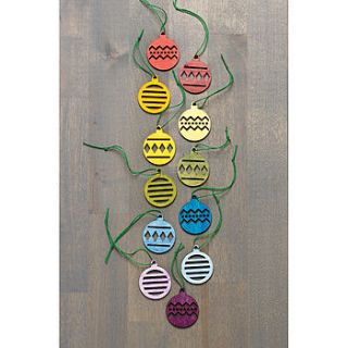 coloured wooden baubles, set of 24 by lindsay interiors