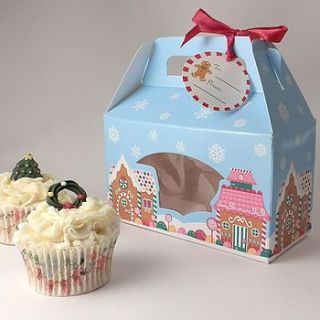 gingerbread village cupcake box pack of four by little cupcake boxes