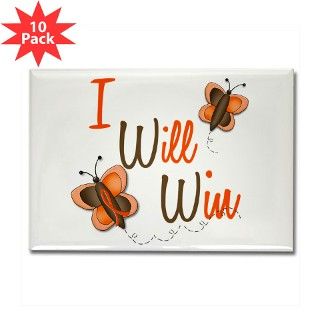 I Will Win 1 Butterfly 2 ORANGE Rectangle Magnet ( by orangeribbon