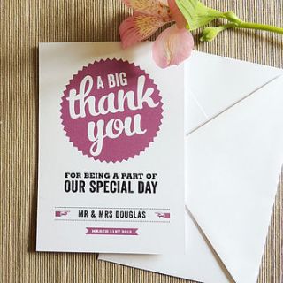 retro vintage personalised thank you card by project pretty