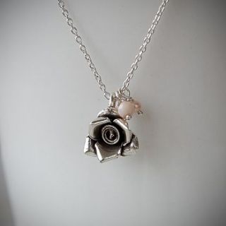 silver rose and pink opal necklace by samphire jewellery