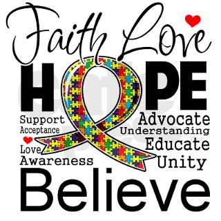 Faith Love Hope Autism 2.25" Magnet (100 pack by hopeanddreams