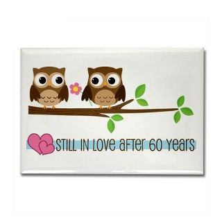 60th Wedding Anniversary Owls Rectangle Magnet by anniversarytshirts3