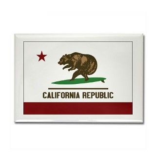 California Surfing Bear Flag Rectangle Magnet by municipalitee