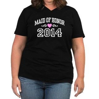 Maid of Honor 2014 Womens Plus Size V Neck Dark T by endlesstees