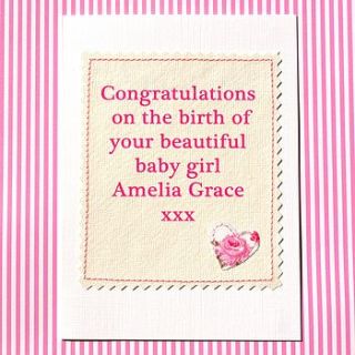 personalised baby girl congratulations card by jenny arnott cards & gifts