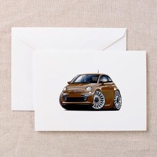 Fiat 500 Brown Car Greeting Cards (Pk of 10) by MaddDoggsImportCars