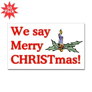 We say Merry CHRISTmas Rectangle Sticker 50 pk) by rightwingwomen